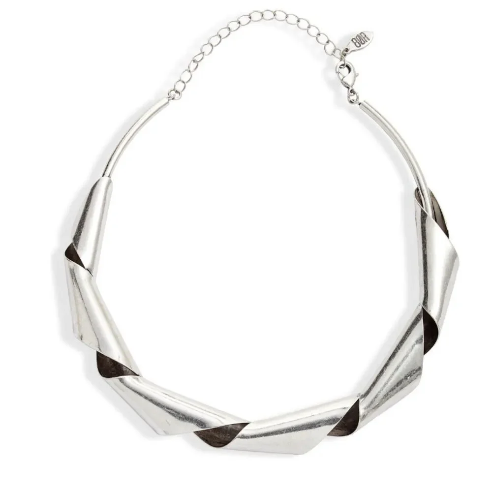 8 OTHER REASONS Twisted‎ Collar Necklace, Silver, Rustic Style, NWT